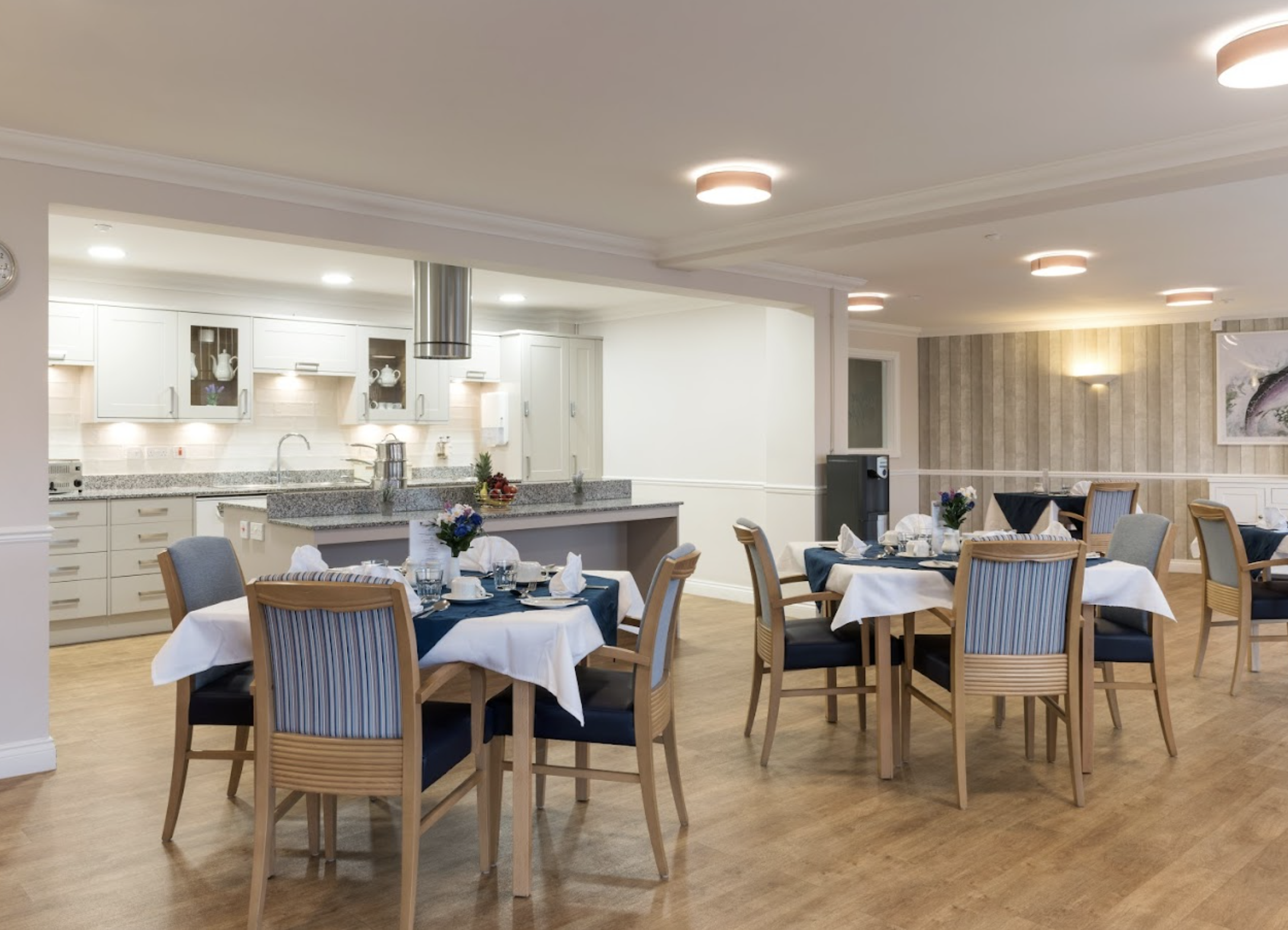 Dining area of Shire Hall care home in Cardiff, Wales