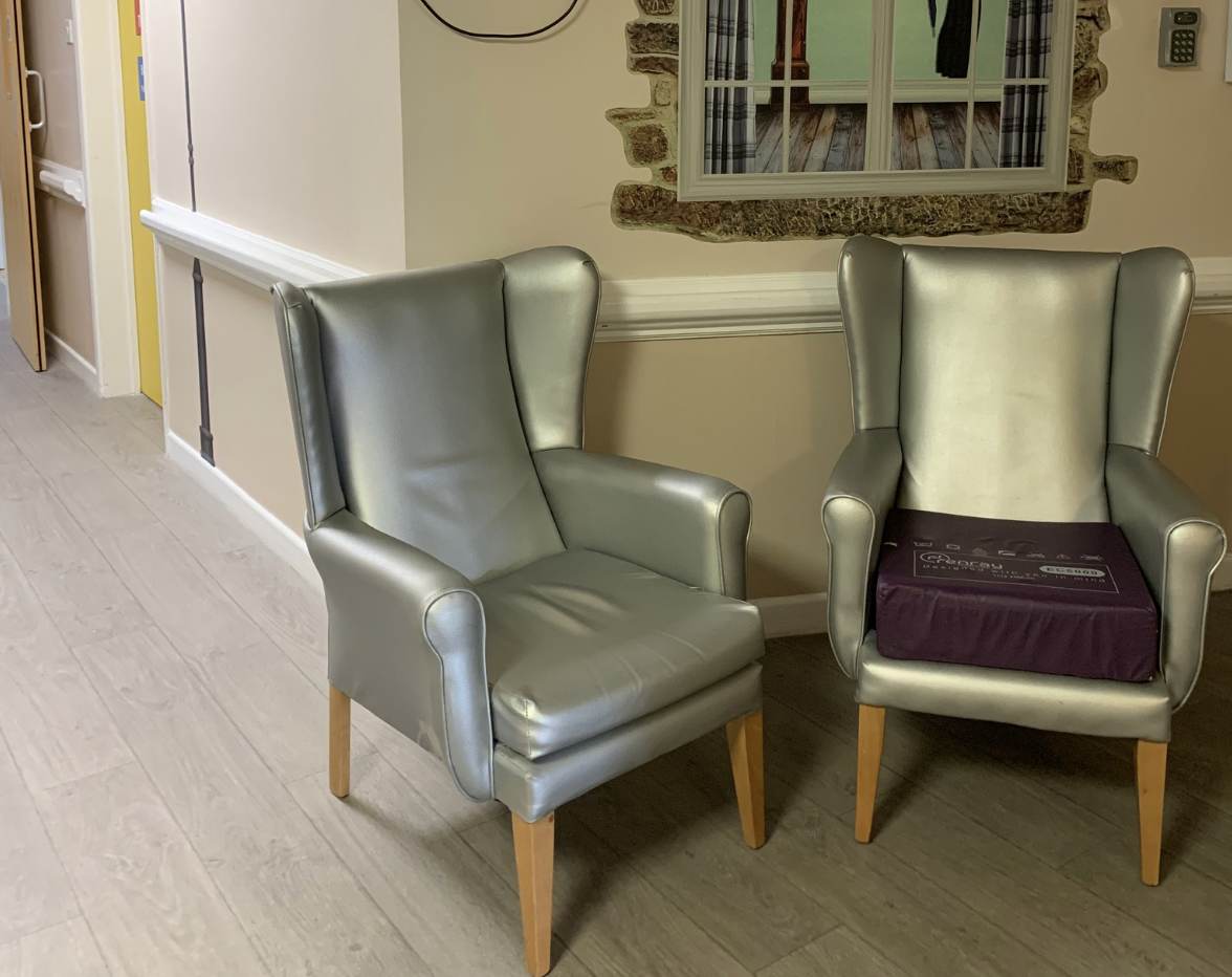 Seating area of Ty Eirin care home in Porth, Wales