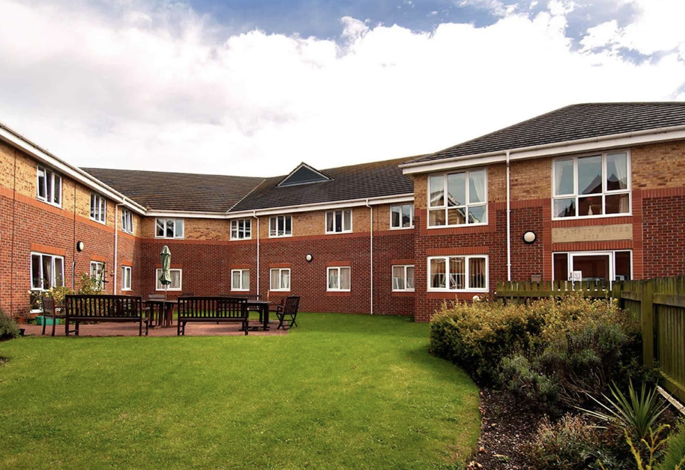 Garden of Stansty House care home in Wrexham, North Wales