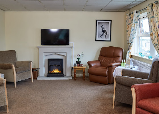 Lounge of Bradshaw Manor care home in Rhyl, North Wales