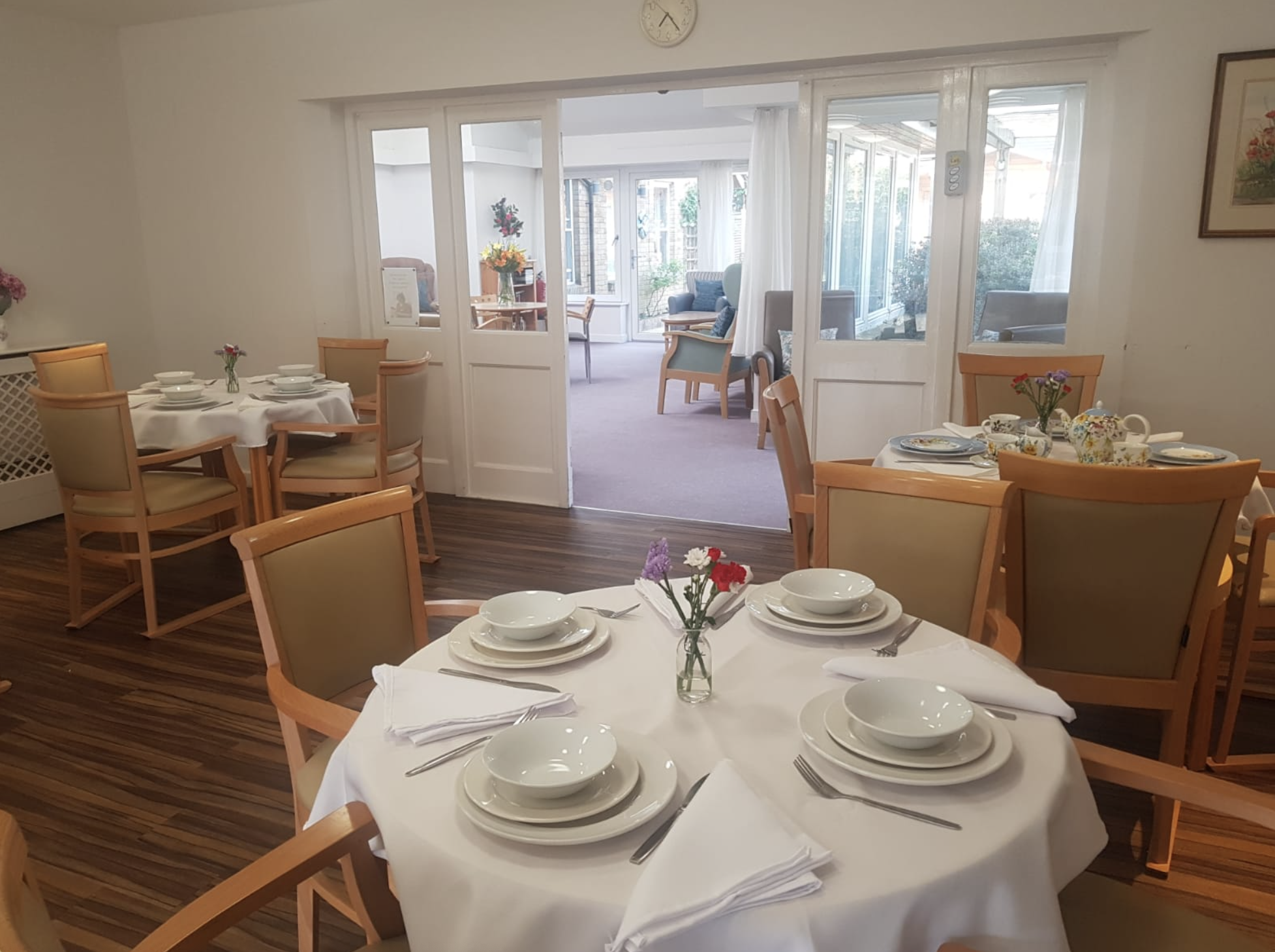 Dining room of Hartley House care home in Cranbrook, Kent,