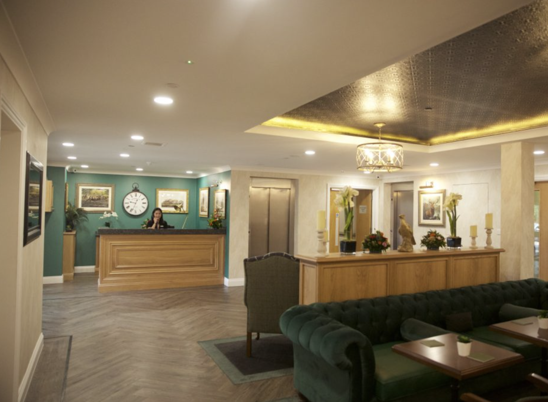 Reception of Carlton Court care home in Barnet, London
