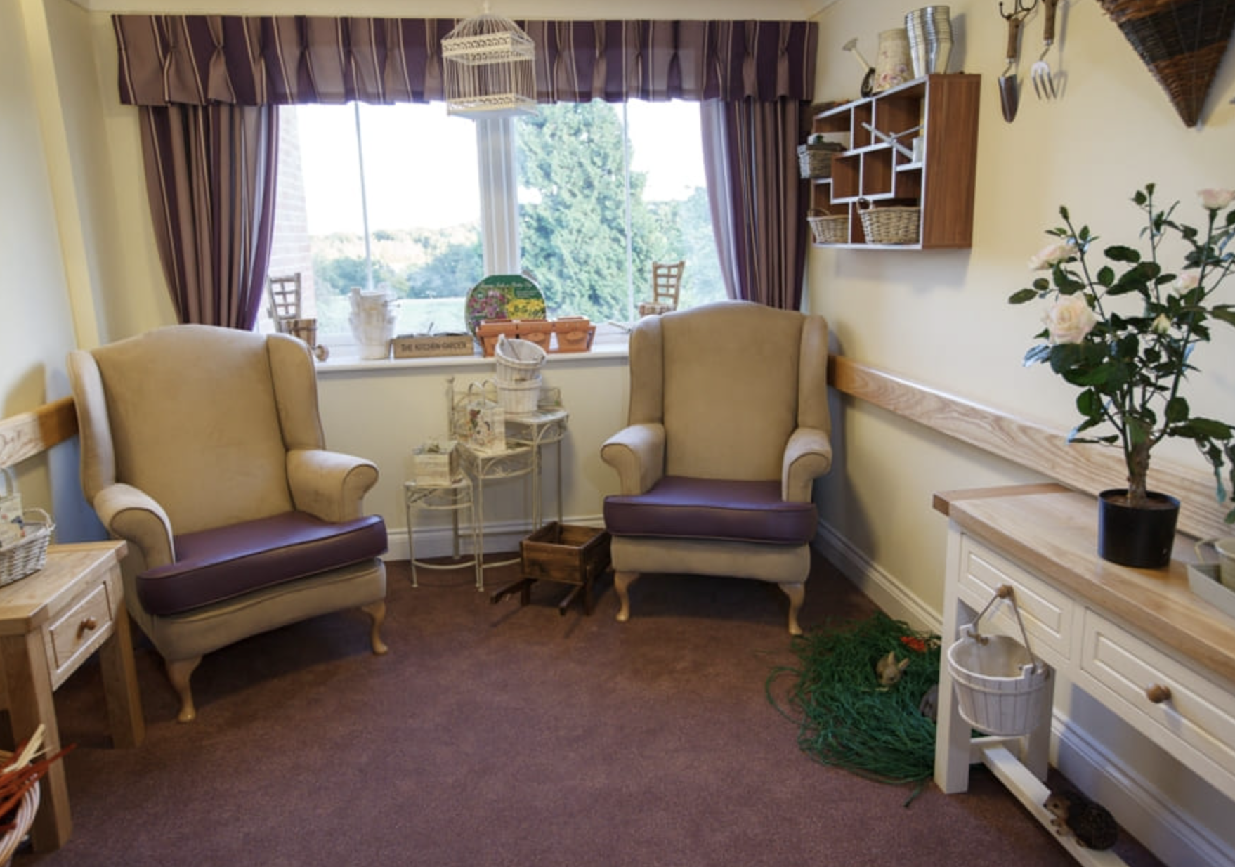 Seating area of Cooperscroft care home in Potters Bar, Hertfordshire
