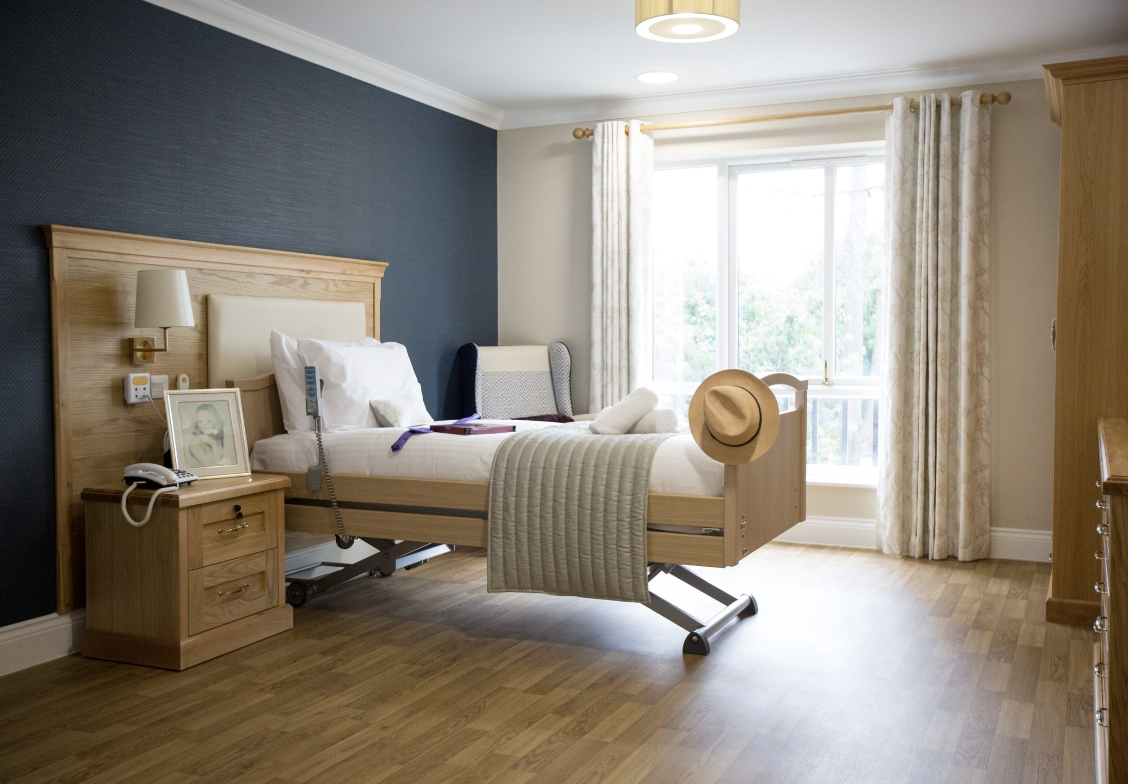 Bedroom of Cuffley Manor care home in Potters Bar, Hertfordshire