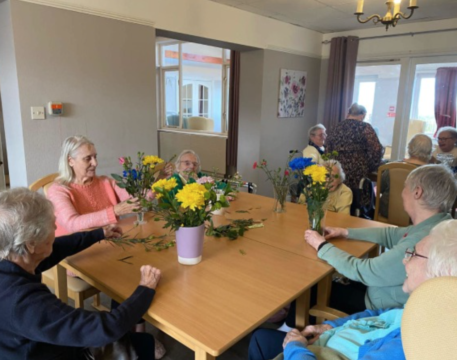 Flower Arranging at The Poplars care home in Alsagers Bank, Stoke-on-Trent