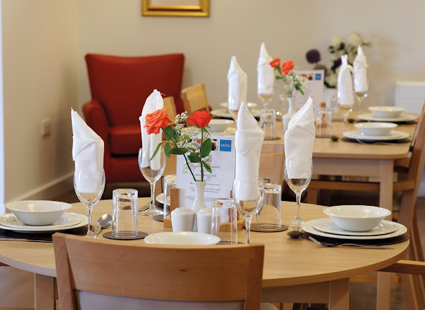 Dining room of Warren Lodge care home in Ashford, Kent