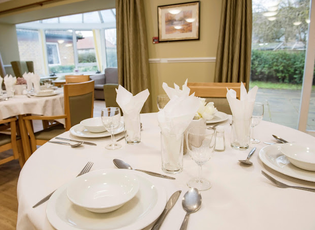 Dining room of Manor Court care home in Southall, London
