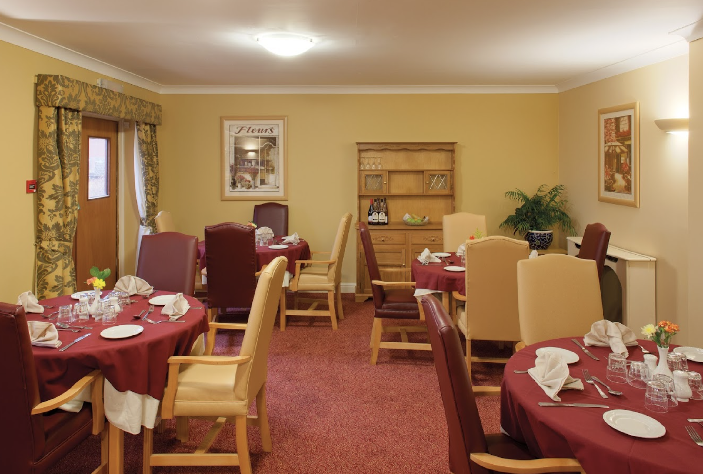 Dining room of The Priory care home in Solihull, West Midlands