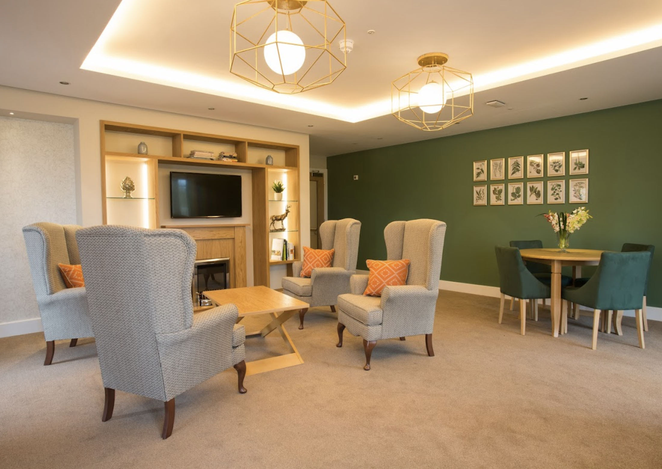 Lounge of The Goldbridge care home in Haywards Health, Sussex