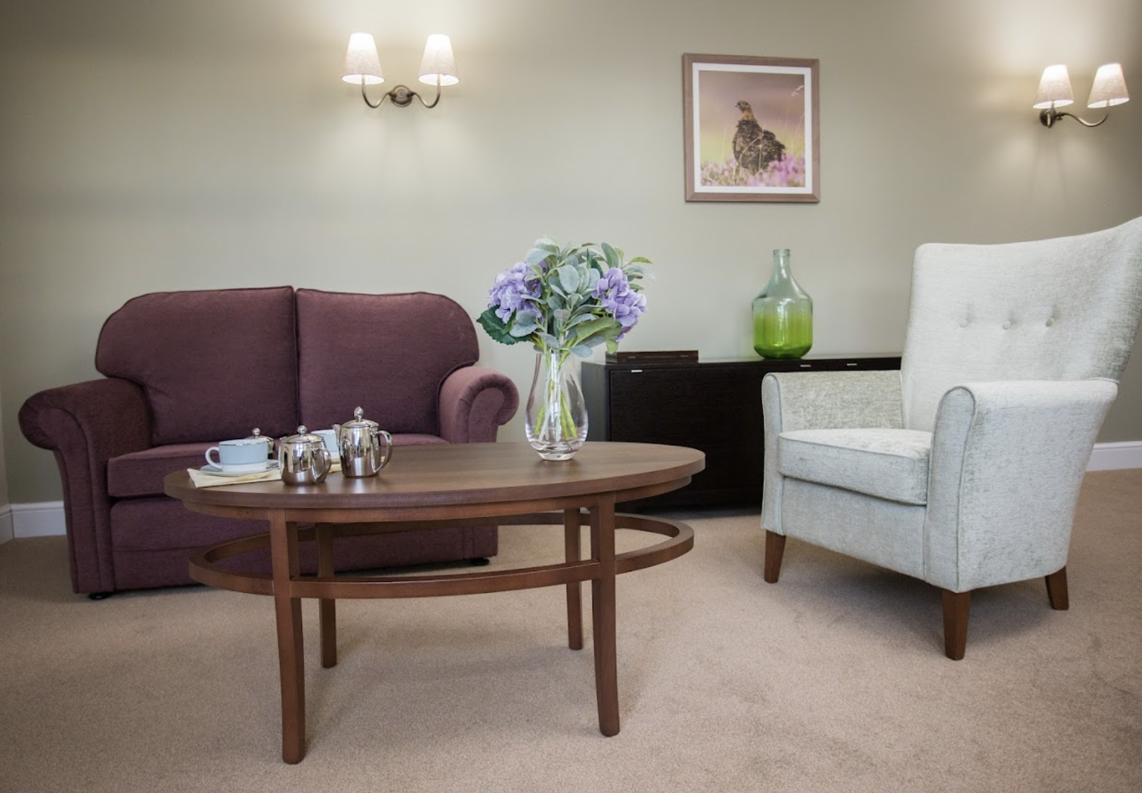 Lounge of Wykebeck Court care home in Leeds, Yorkshire
