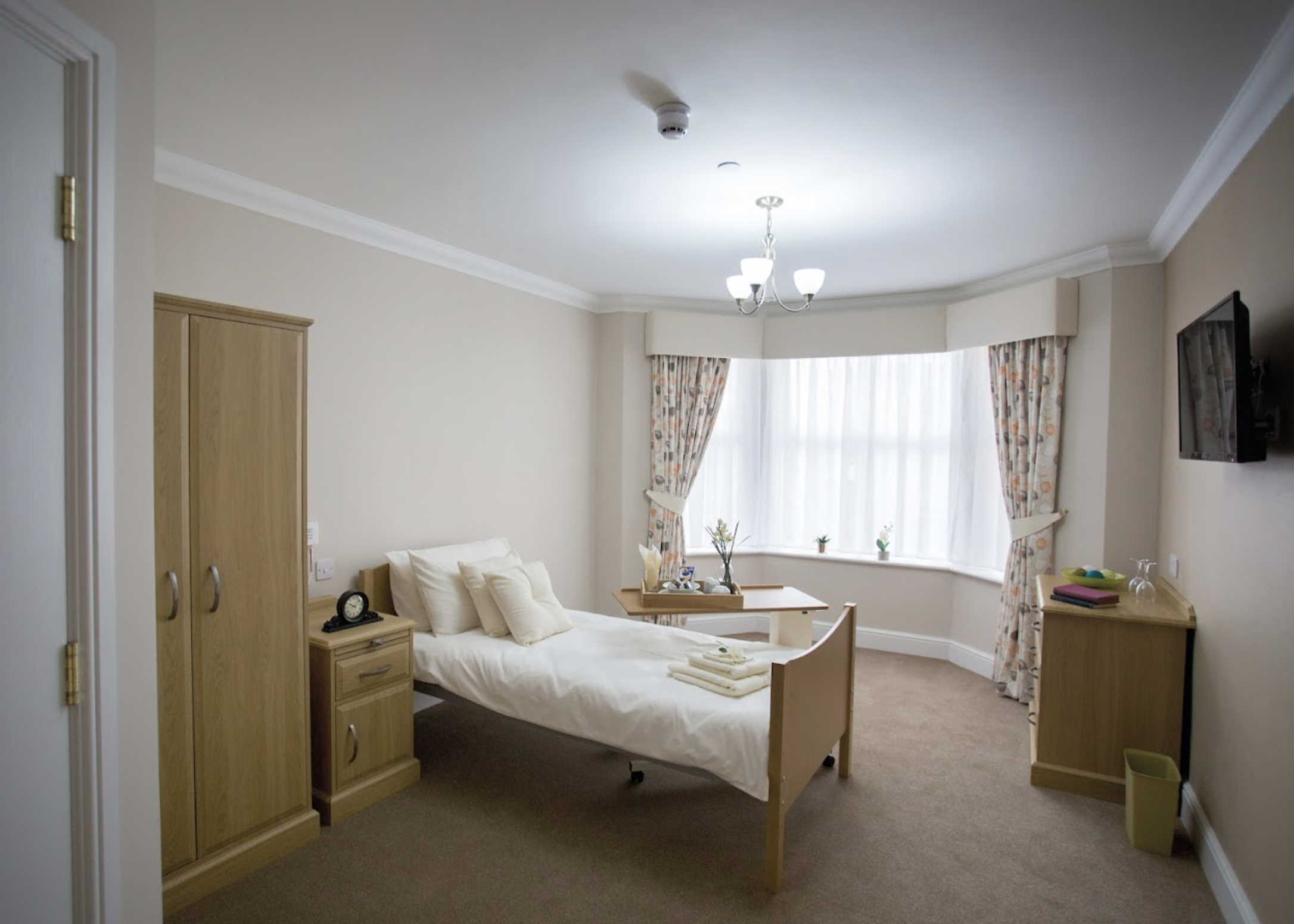Bedroom of Wykebeck Court care home in Leeds, Yorkshire
