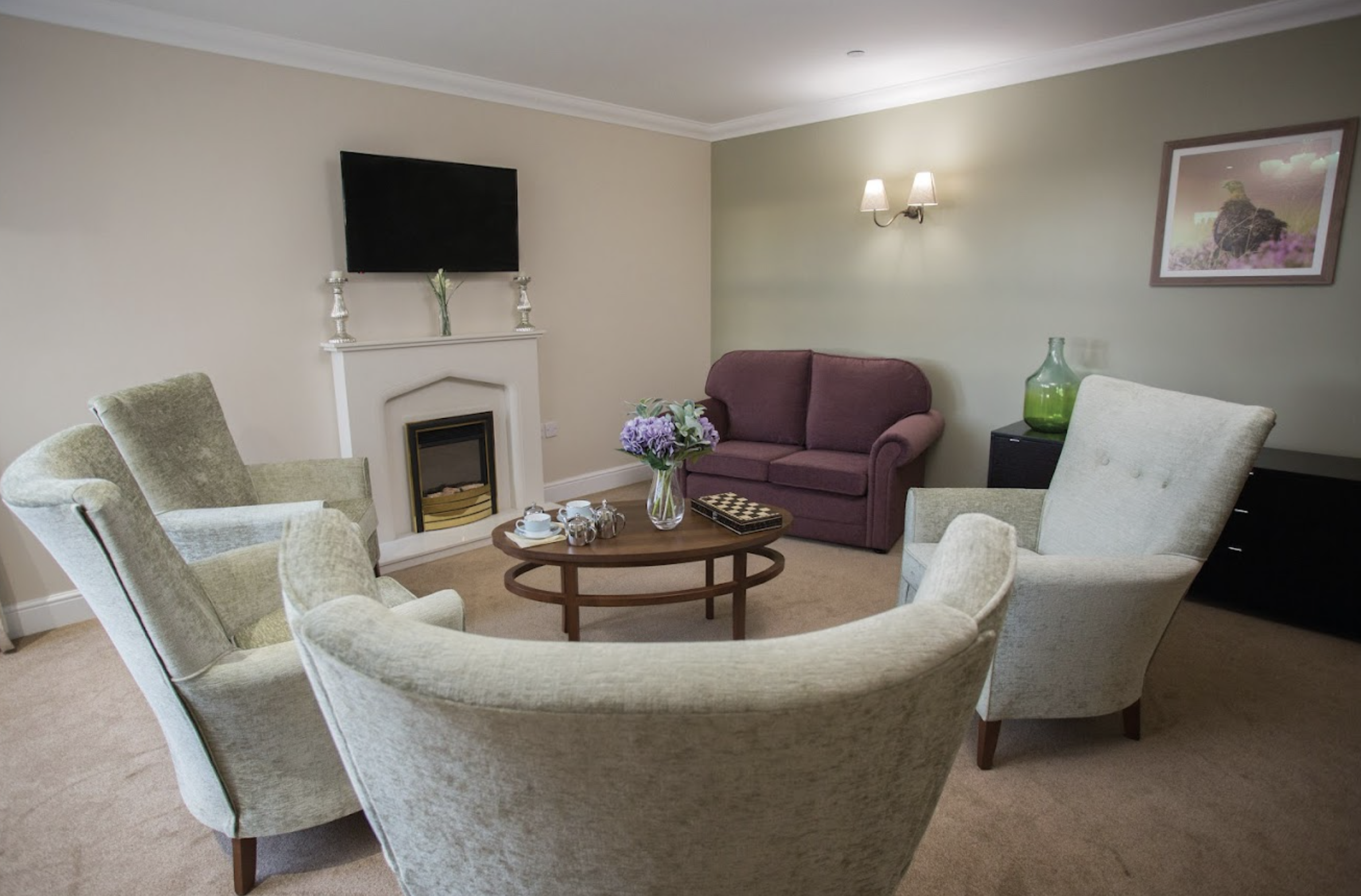 Lounge of Wykebeck Court care home in Leeds, Yorkshire