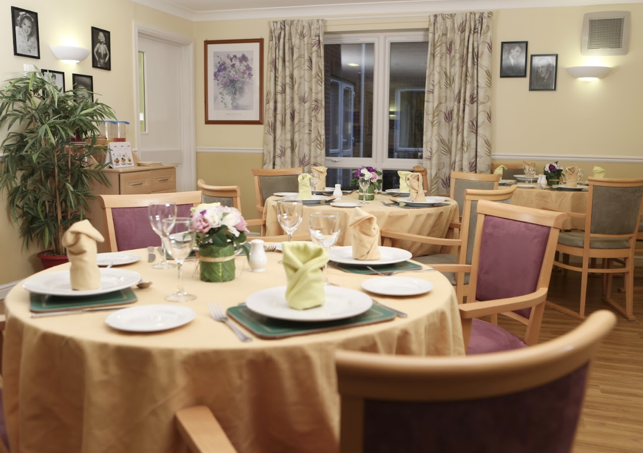 Dining room of The Springs care home in Malvern, Worcestershire