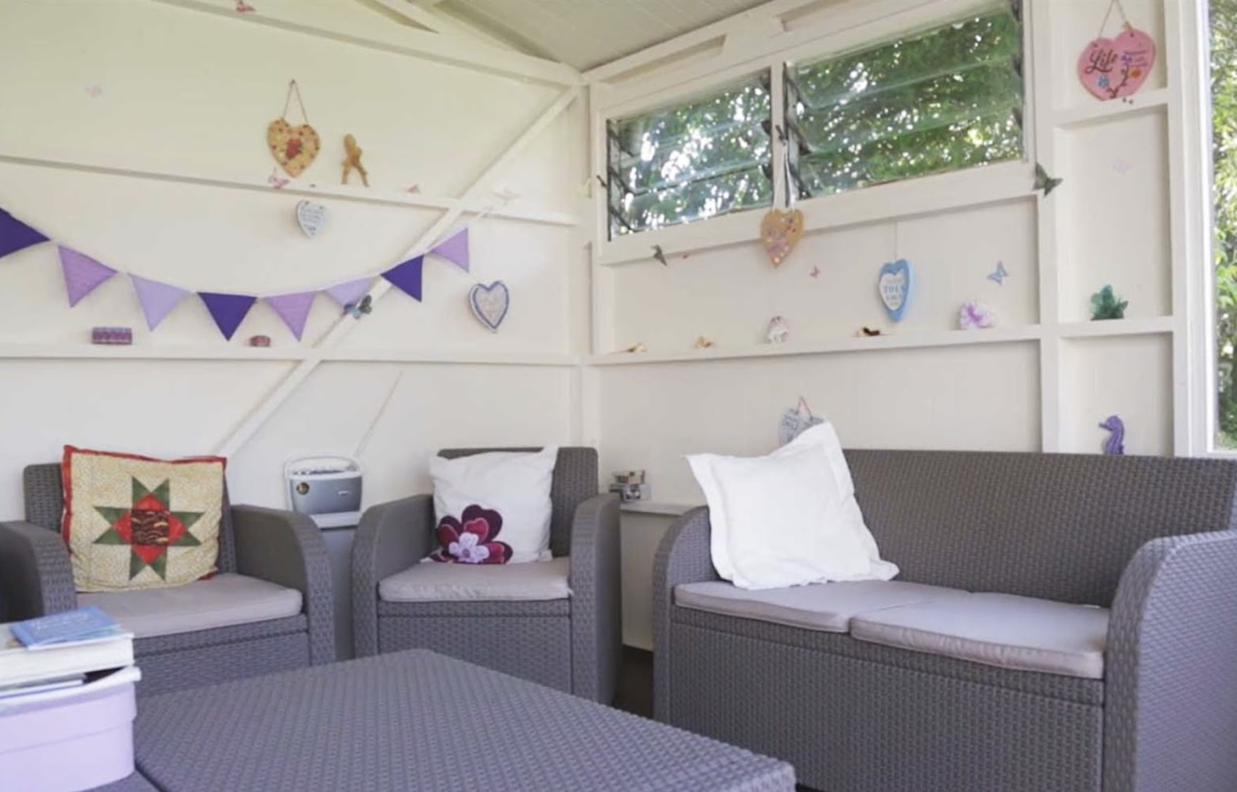 Outdoor Lounge of Dorset House care home in Poole, Hampshire