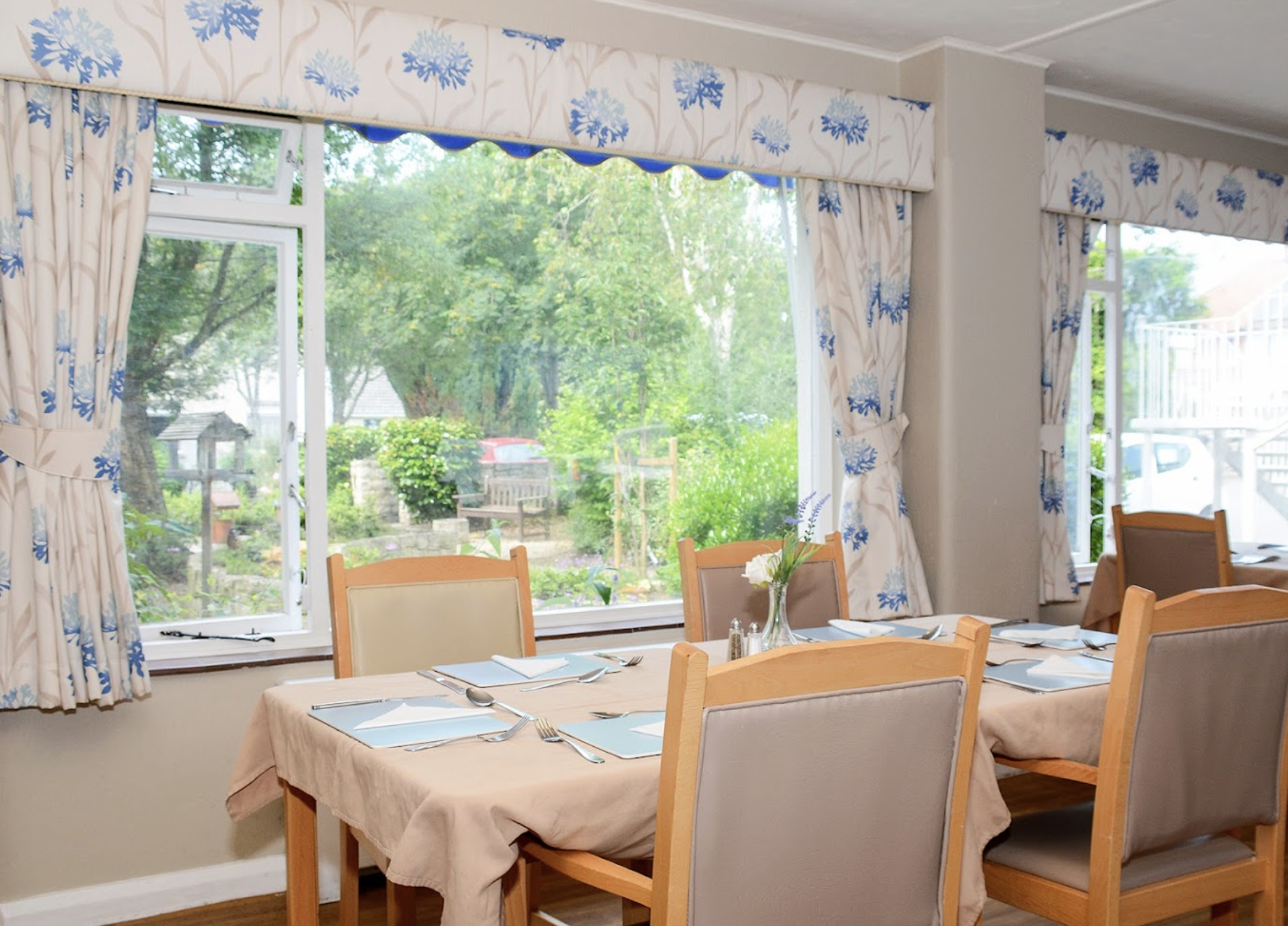 Dining room of Dorset House care home in Poole, Hampshire