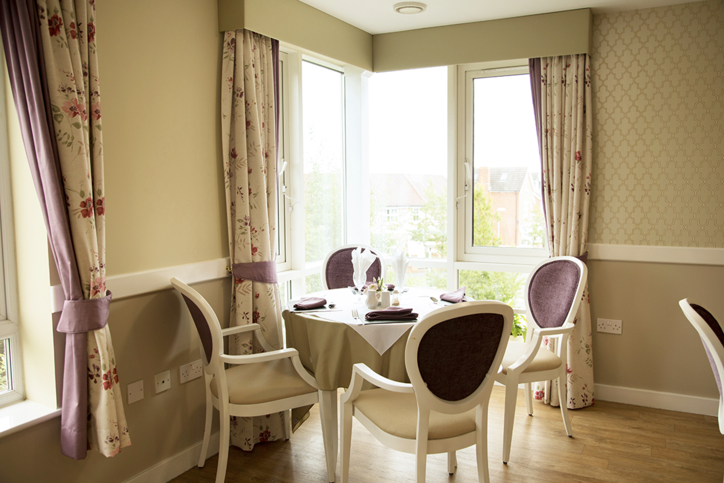 Dining area of Hampden Hall care home in Aylesbury, Buckinghamshire