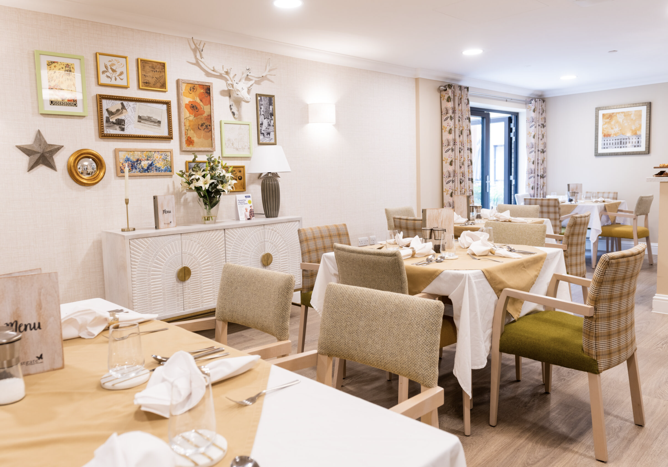 Dining area of Chestnut Manor care home in Wanstead, London