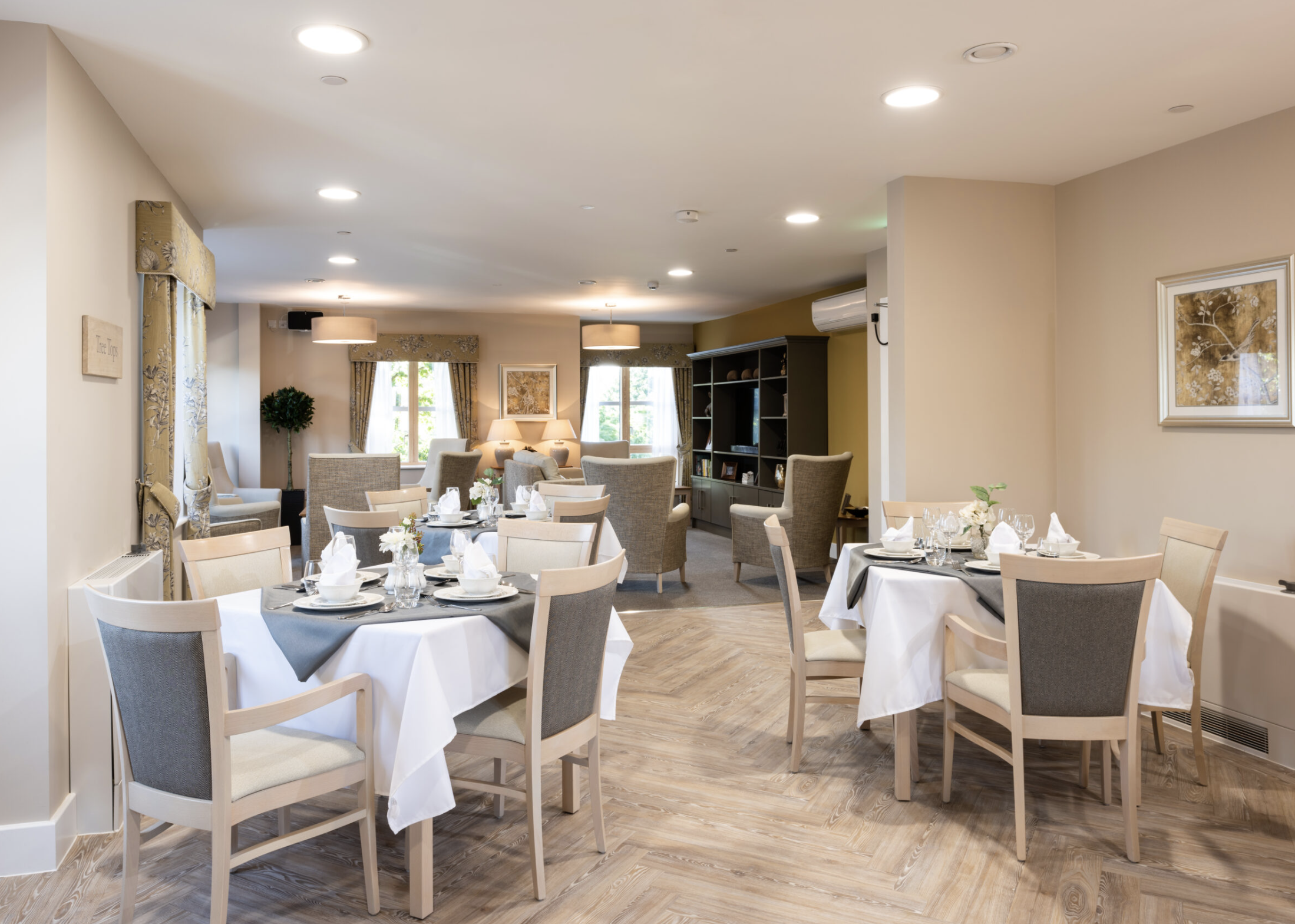 Dining room of Riverdale care home in Braintree, Essex