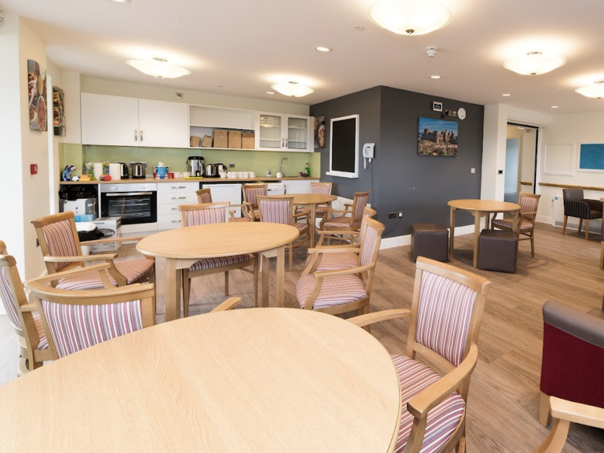 Dining area of Ty Cariad care home in Cae Eithin, Abergele