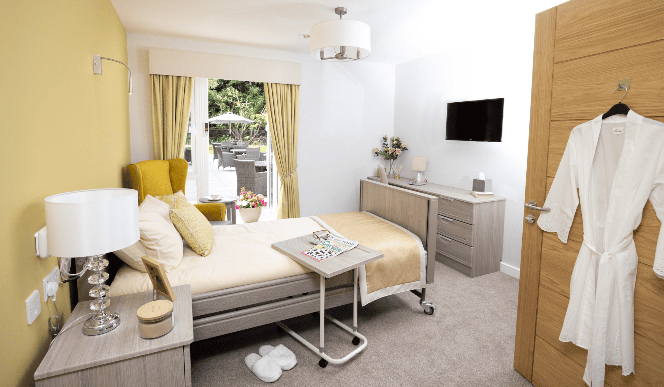 Bedroom of Mearns View care home in Glasgow, Scotland
