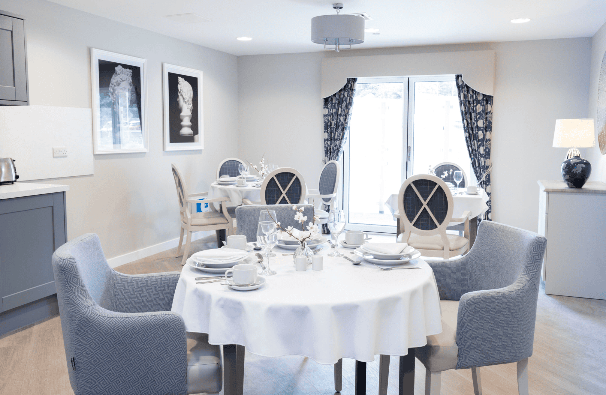 Dining room of Mearns View care home in Glasgow, Scotland