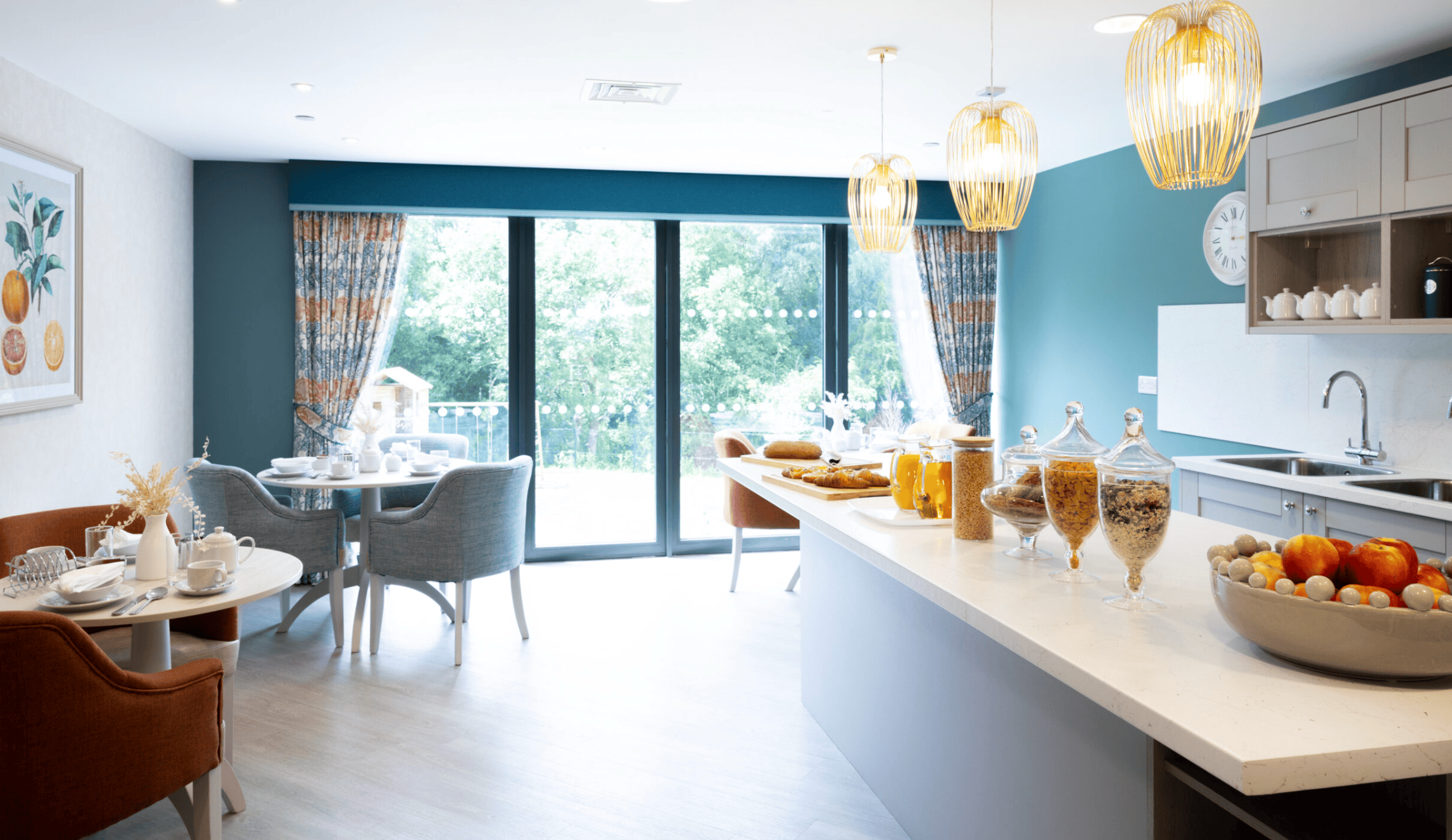 Dining/kitchen area of Mearns View care home in Glasgow, Scotland