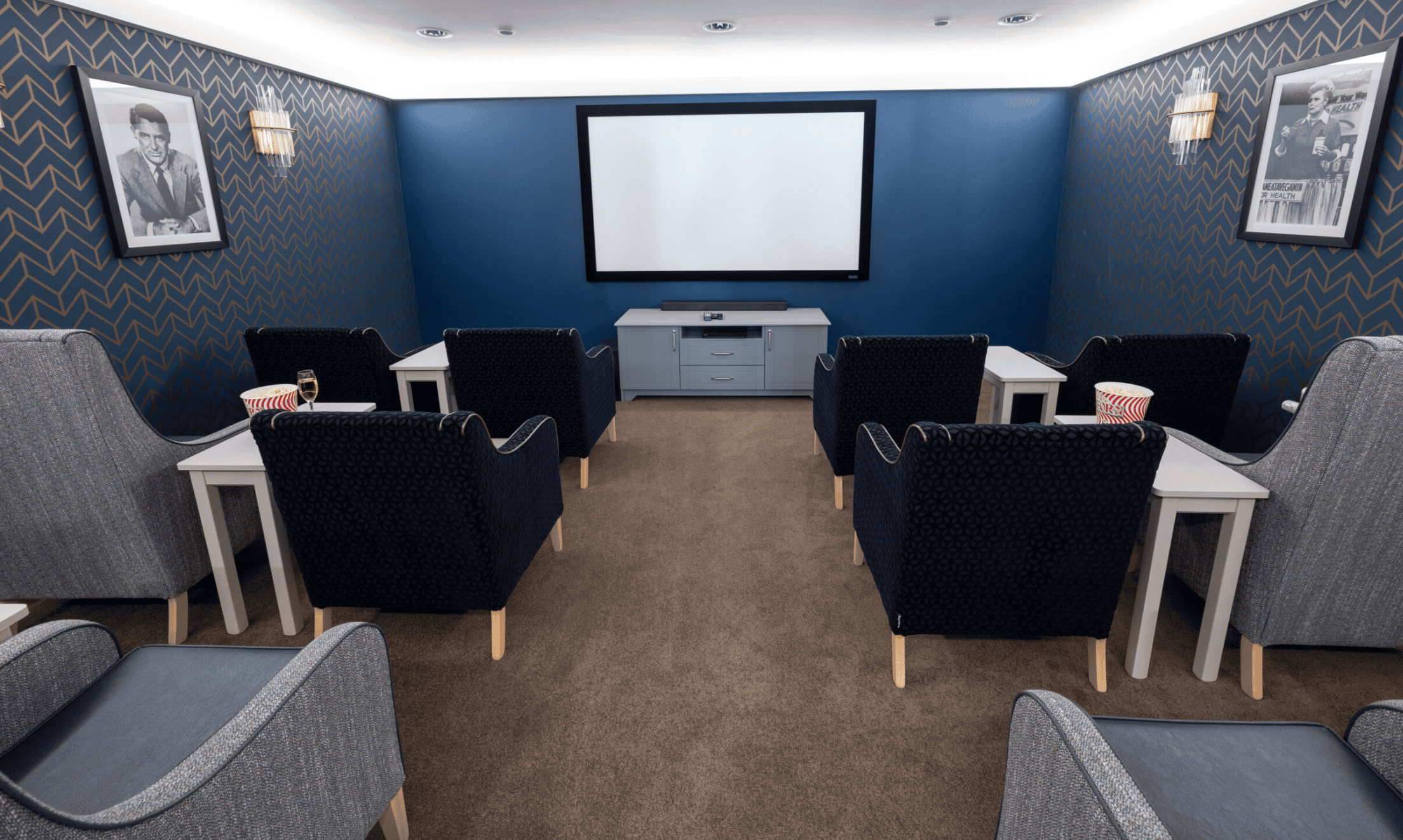 Cinema of Mearns View care home in Glasgow, Scotland