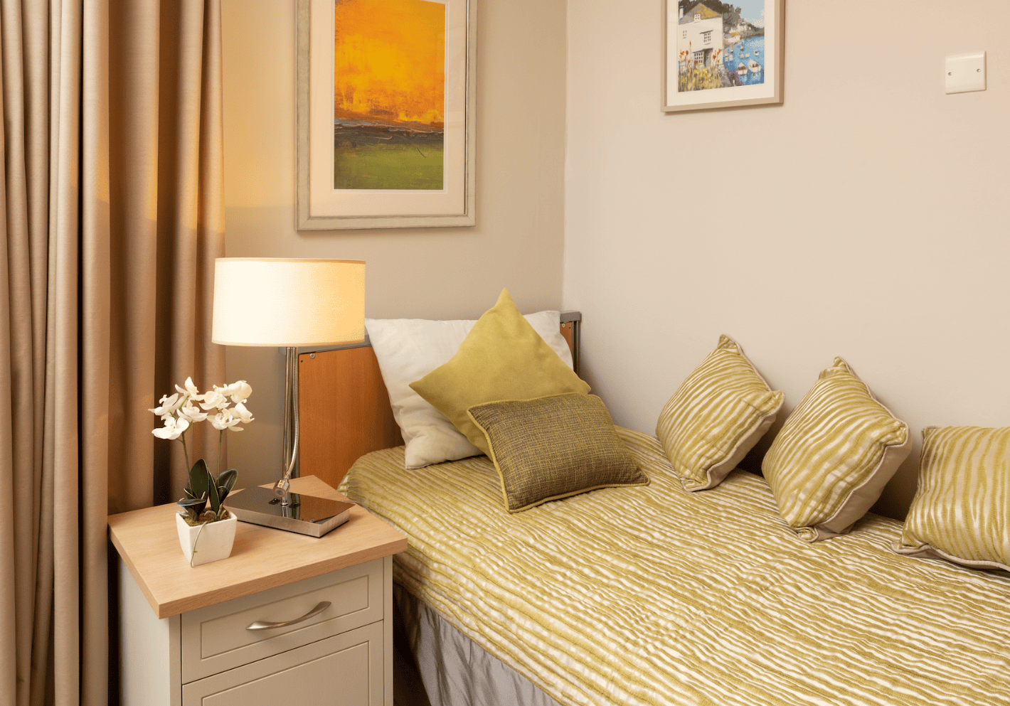 Bedroom of Kettlewell House care home in Woking, Surrey