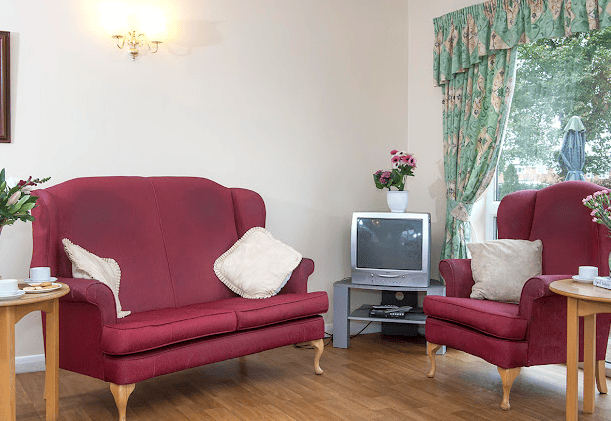 Lounge of Brimington care home in Chesterfield, Derbyshire
