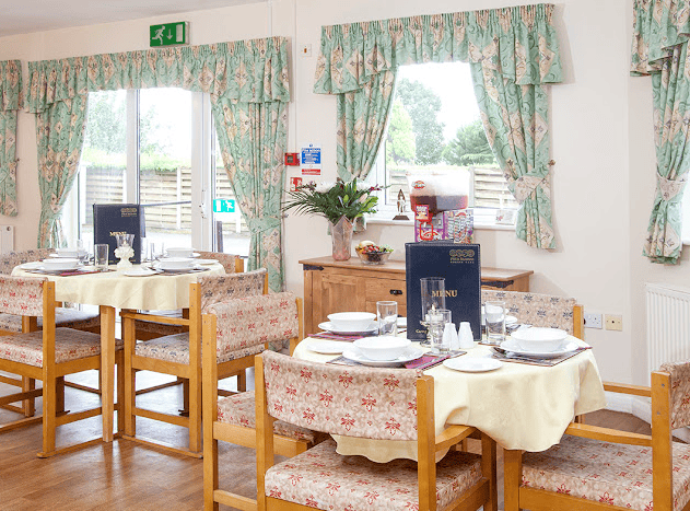 Dining area of Brimington care home in Chesterfield, Derbyshire