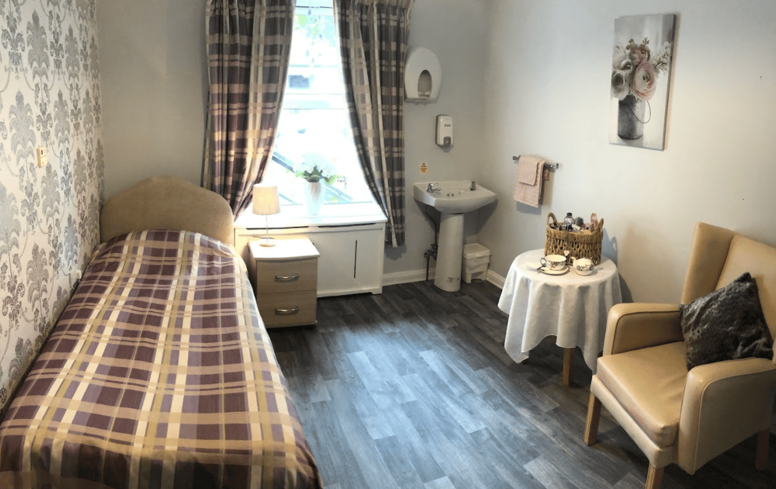 Bedroom of Burnfoot care home in Ayr, Scotland