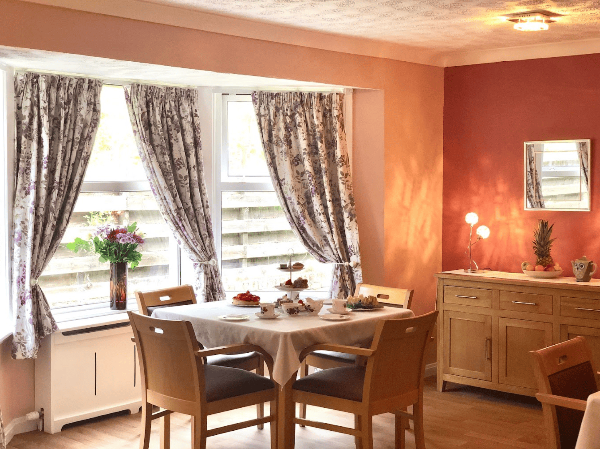 Dining room of Burnfoot care home in Ayr, Scotland