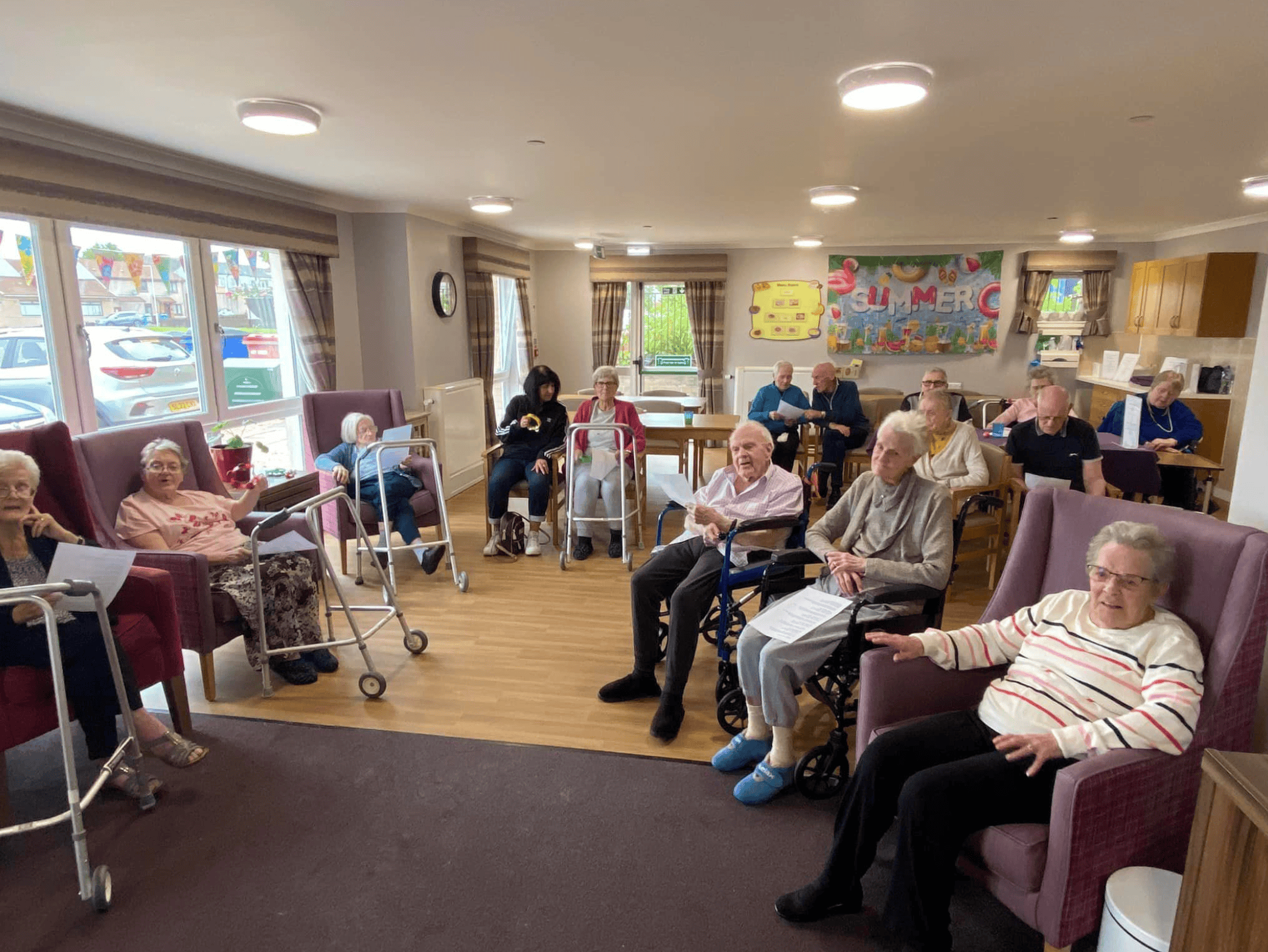 Lounge of Mossview care home in Lochgelly, Scotland