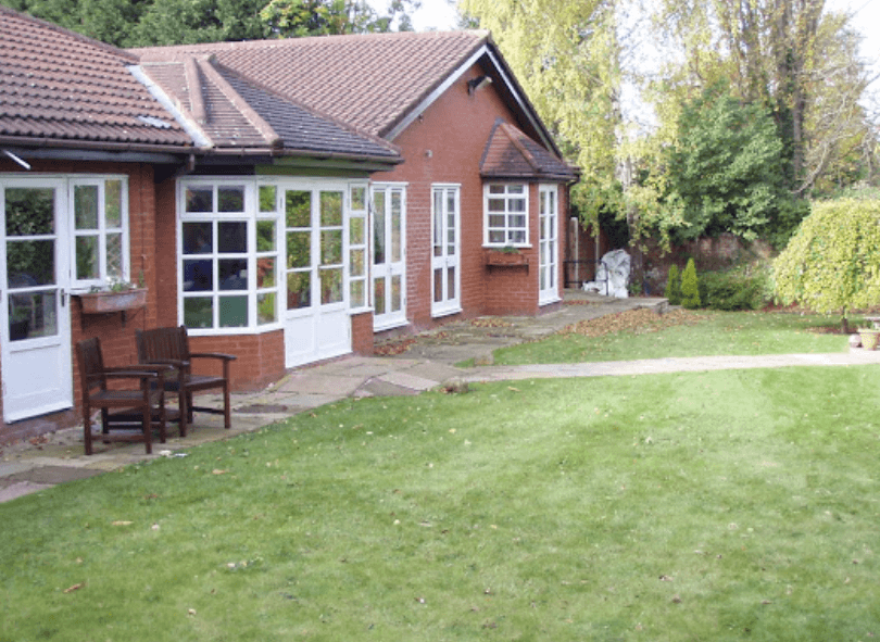 Garden of Woodheath care home in Upton, Wirral