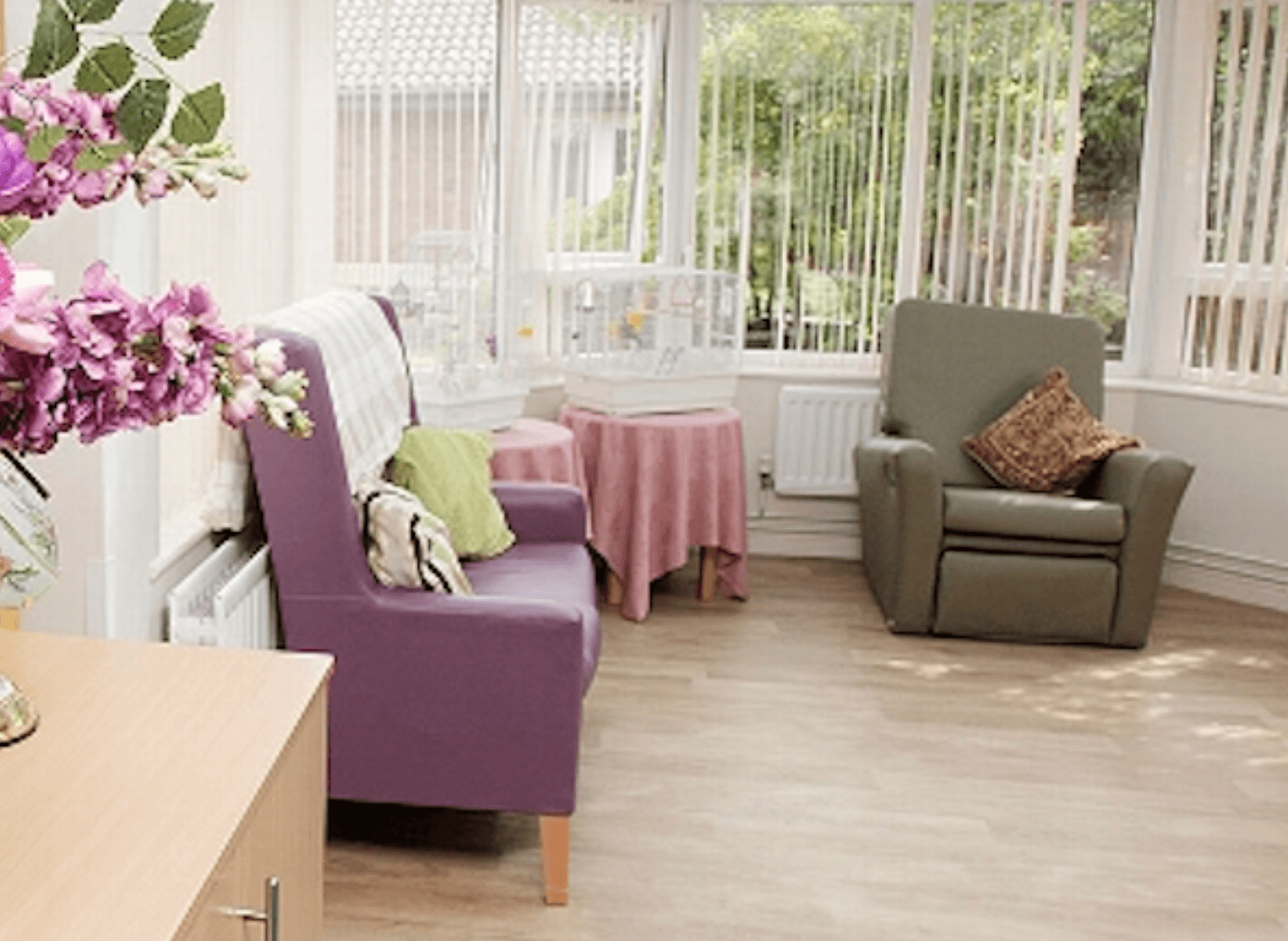Lounge of Braemount care home in Paisley, Scotland