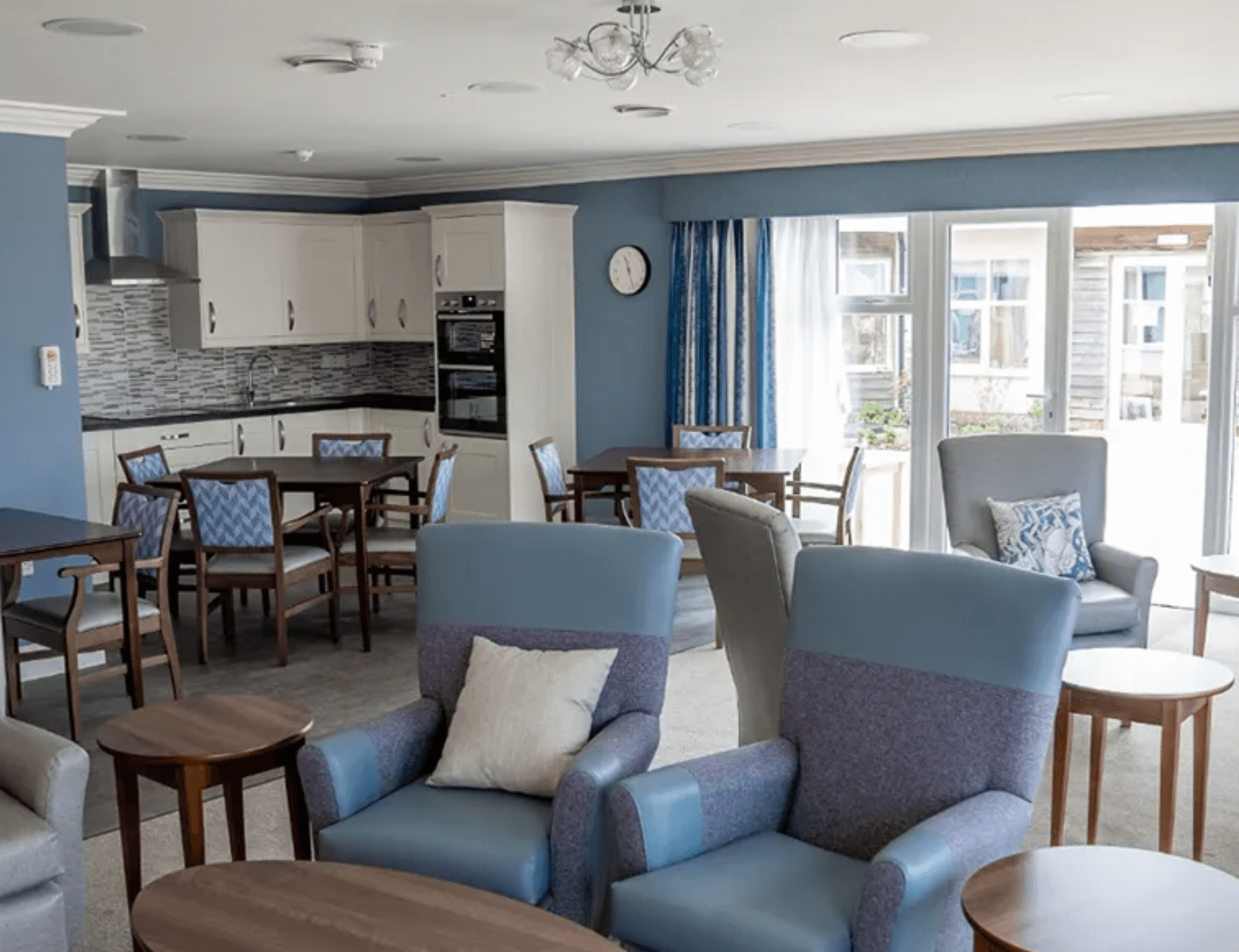 Lounge of  Langham Court care home in Surrey
