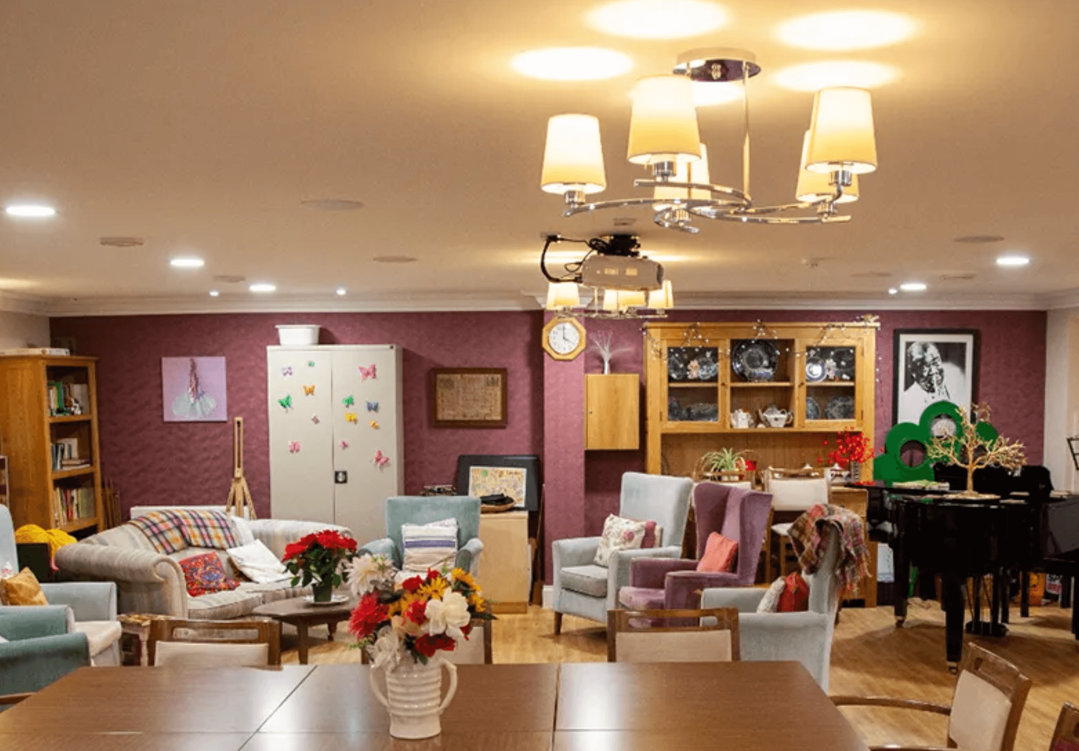 Lounge of  Langham Court care home in Surrey