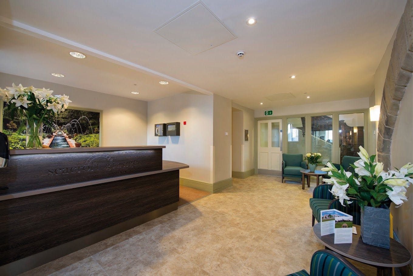 Reception of Seacroft Grange care home in Leeds, Yorkshire