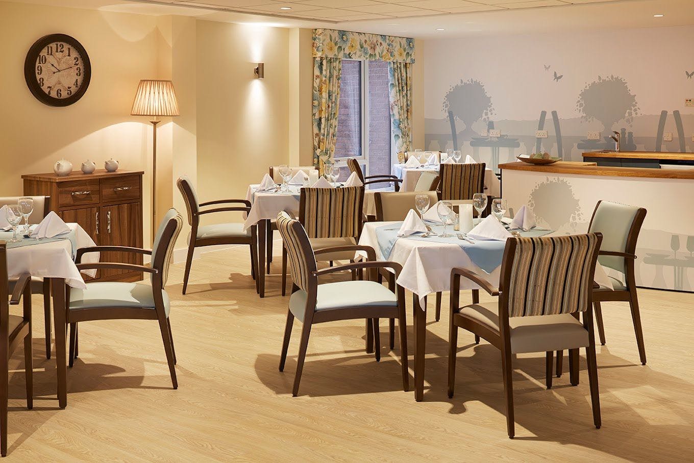 Dining room of Seacroft Green care home in Leeds, Yorkshire
