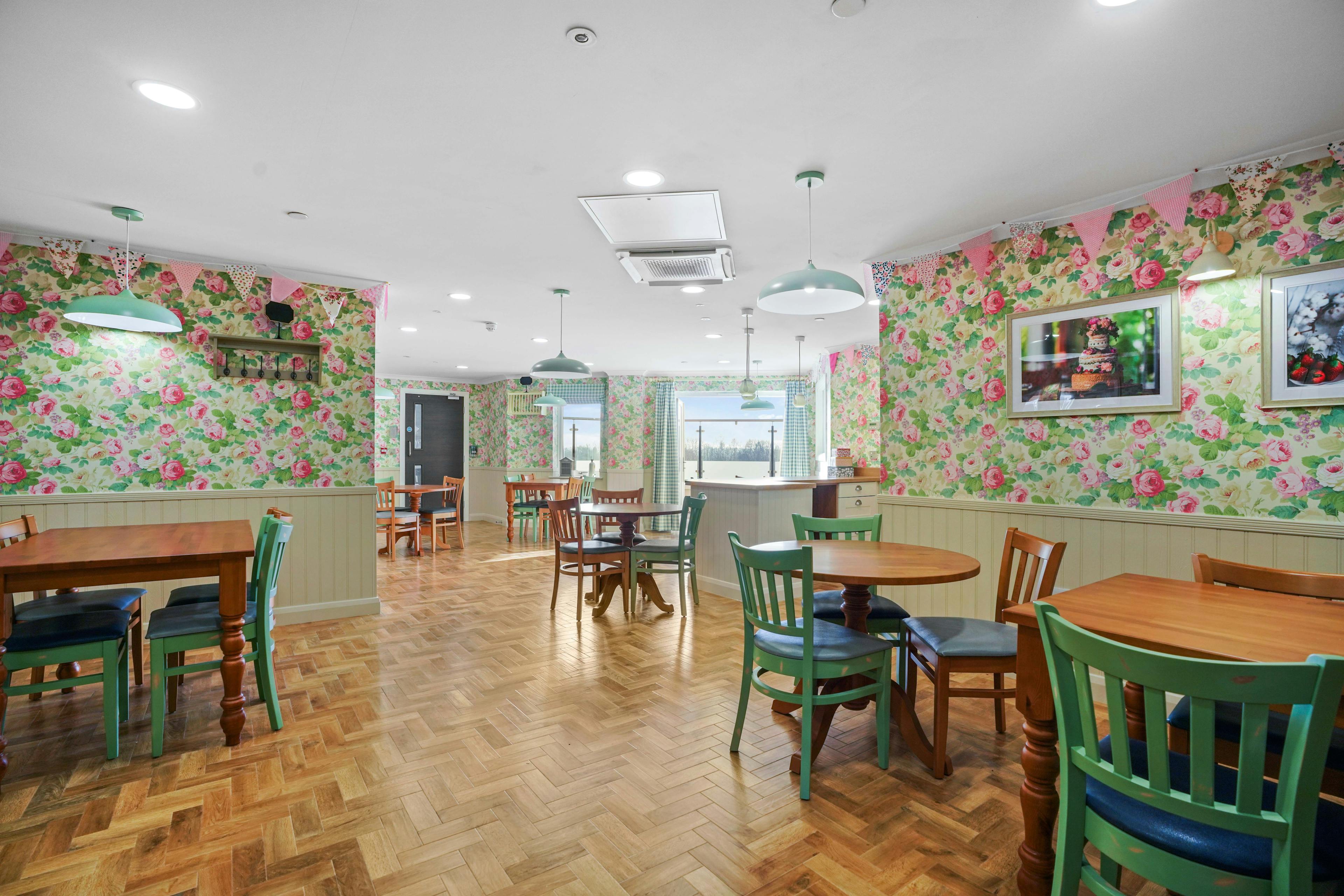 Dining area of Toray Pines care home in Woodhall Spa, Lincolnshire