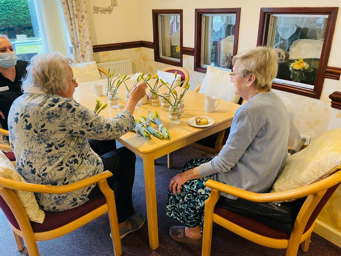 Residents at The Gables Care Home in Bristol, South West England 