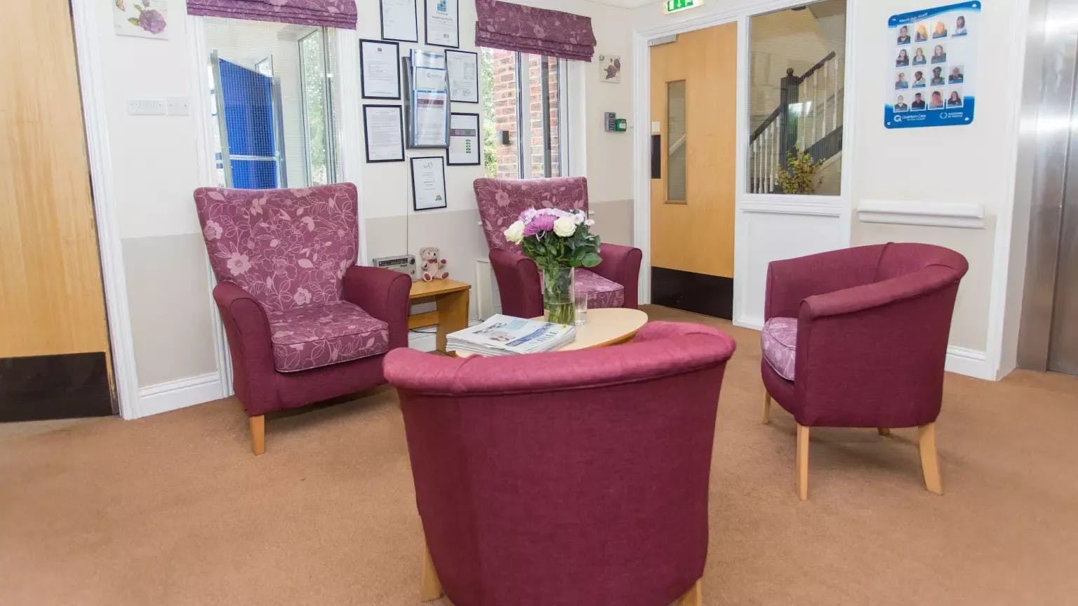Lounge of The Mead care home in Borehamwood, Hertfordshire