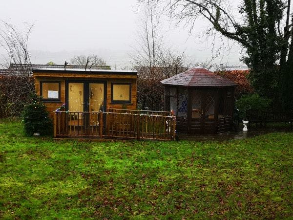 Garden area of The Red House Care home in Yelverton, Devon