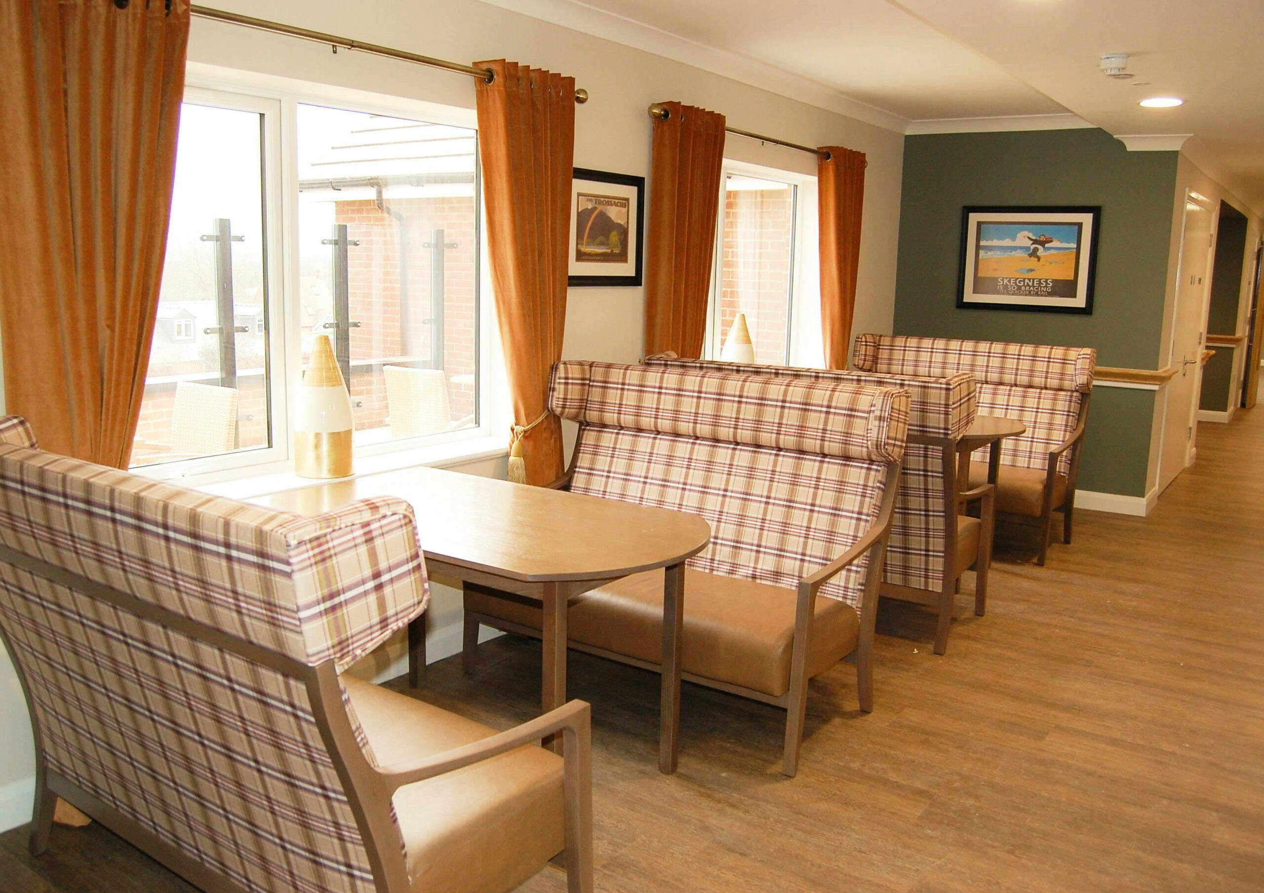 Seating area of Thimbleby Court care home in Horncastle, Lincolnshire