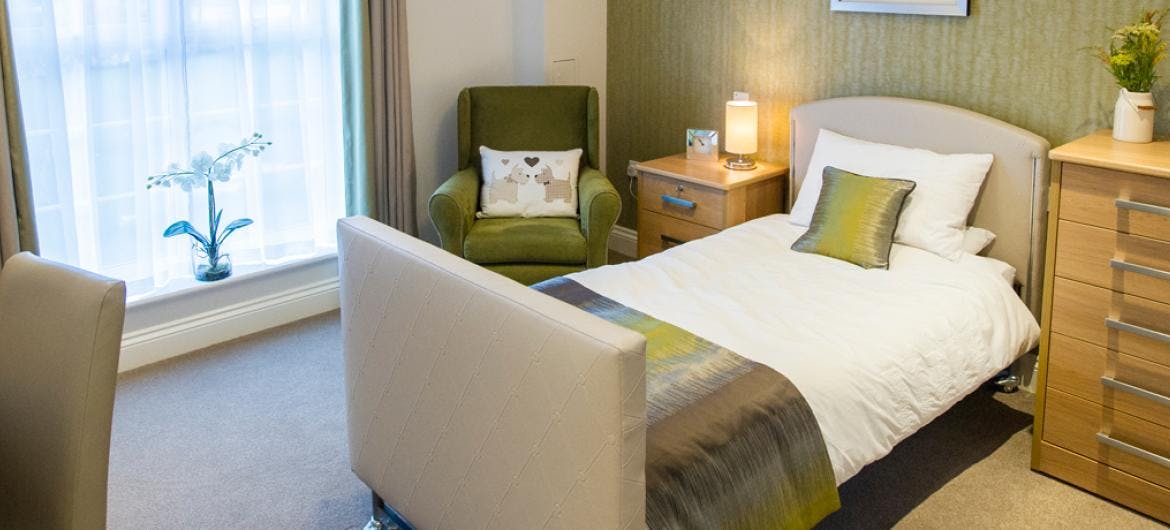 Bedroom at Upton Dene Residential & Nursing, Chester, Cheshire