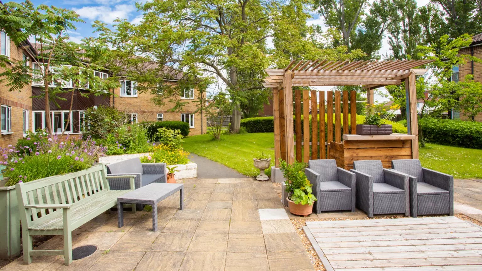 Garden of Vesta Lodge care home in St Albans, Hertfordshire