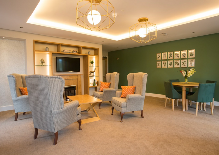 Lounge of The Goldbridge care home in Haywards Health, Sussex