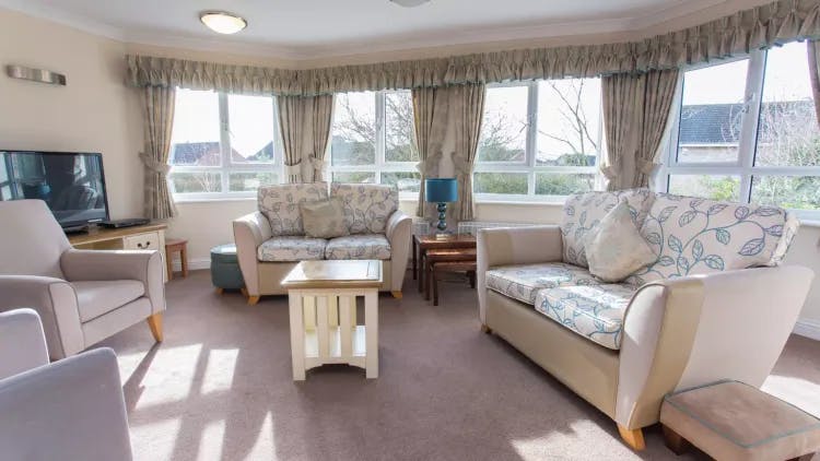 Lounge of Willow Court care home in Harpenden, Hertfordshire