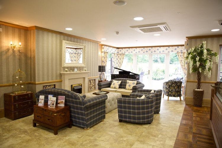 Lounge of Camberley Manor care home in Frimley, Surrey