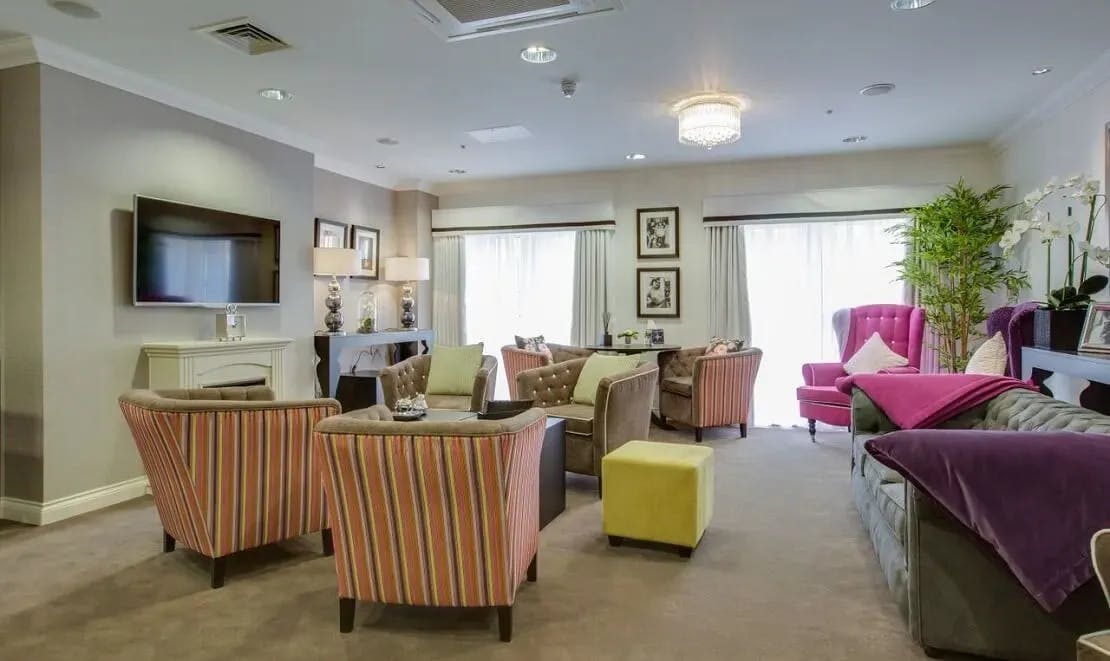 Communal Lounge of Amherst House Care Home in Horley, Surrey